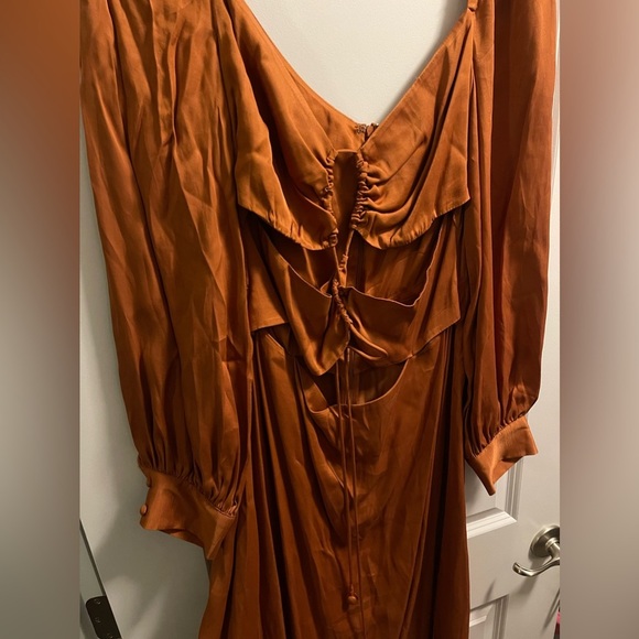 NWT Farm Rio Rust Satin Midi Dress - Size 12 - Picture 5 of 7